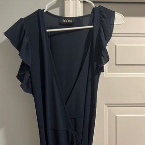 Navy hi-low wrap dress